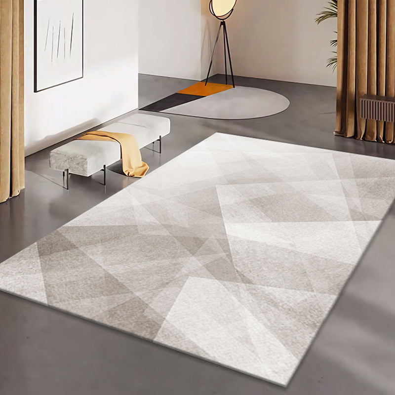Grey Modern Rug Polyester Pattern Rug Stain Resistant Rug for Living Room