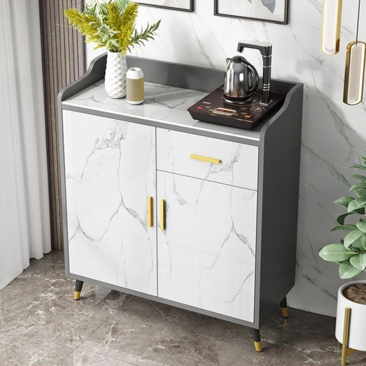1-Drawer Engineered Wood Sideboard Glam Stone Countertop Credenza for Living Room