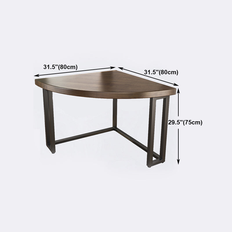 Corner Table Modern Style Solid Wood Top Black Metal Table Legs for Bedroom