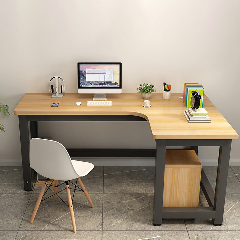 L-Shape Wooden Writing Desk Cable Management Right Corner Desk Excluding Chair Cabinet