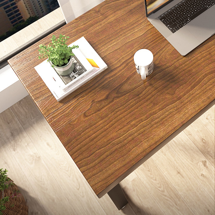 Industrial Sled Base Writing Desk Rectangular Solid Wood Office Desk