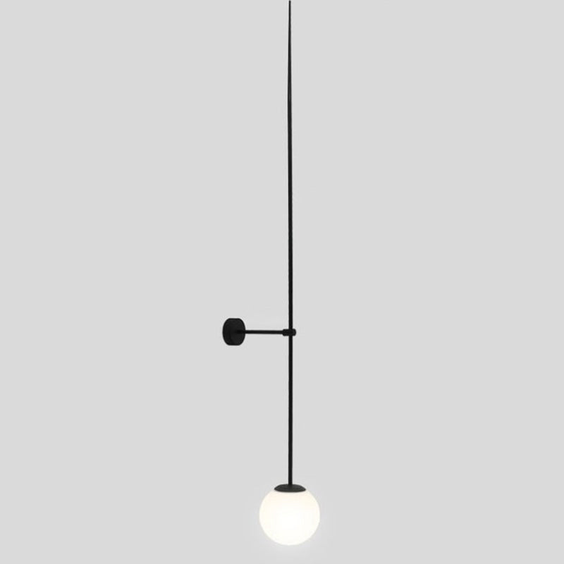 Orb Corridor Wall Light Fixture Milky Glass 1-Light Simple Wall Lamp Sconce with Pencil Arm