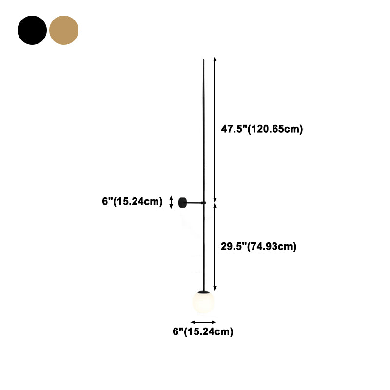 Orb Corridor Wall Light Fixture Milky Glass 1-Light Simple Wall Lamp Sconce with Pencil Arm