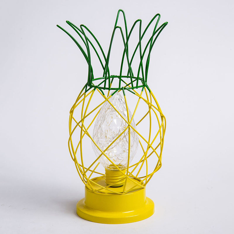Macaron Pineapple Tabled Table Light Metal 1-Light Bedroom LED lampe de nuit avec conception de cage