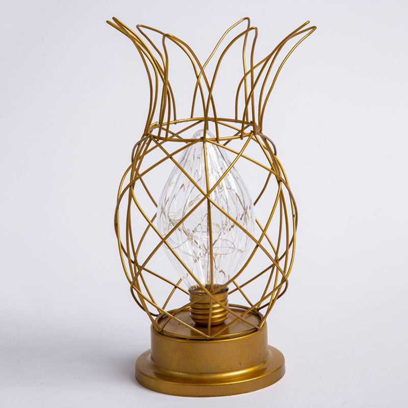 Macaron Pineapple Tabled Table Light Metal 1-Light Bedroom LED lampe de nuit avec conception de cage
