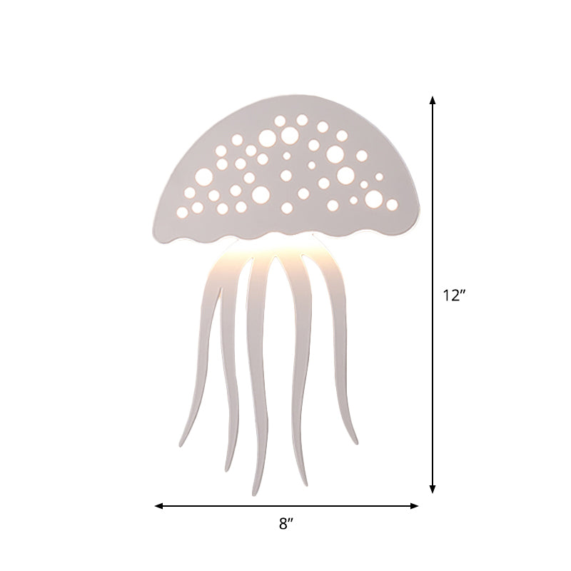 Jellyfish-Shape Sconce Lighting Cartoon Metal LED White Wall Lamp Fixture for Living Room