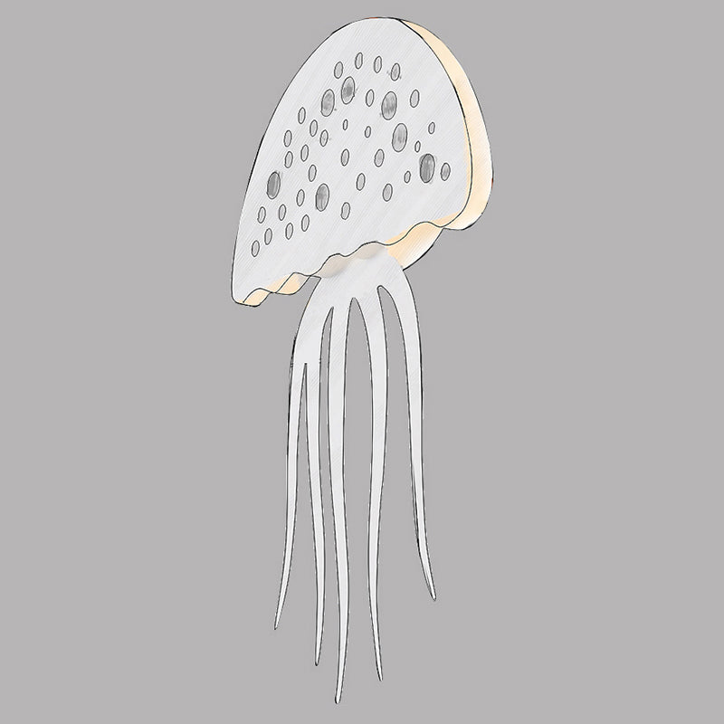 Jellyfish-Shape Sconce Lighting Cartoon Metal LED White Wall Lamp Fixture for Living Room