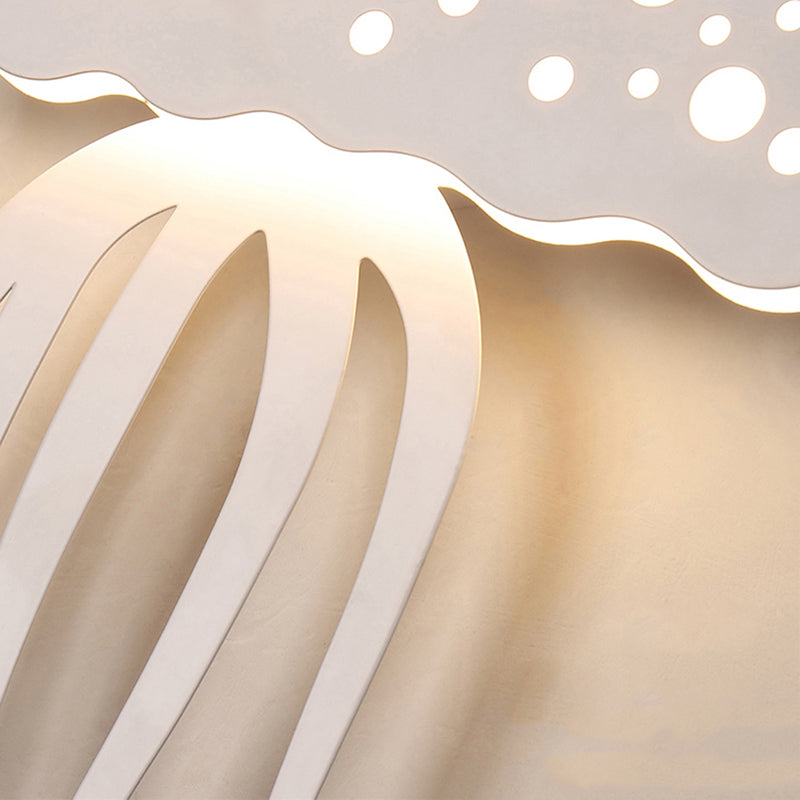 Jellyfish-Shape Sconce Lighting Cartoon Metal LED White Wall Lamp Fixture for Living Room