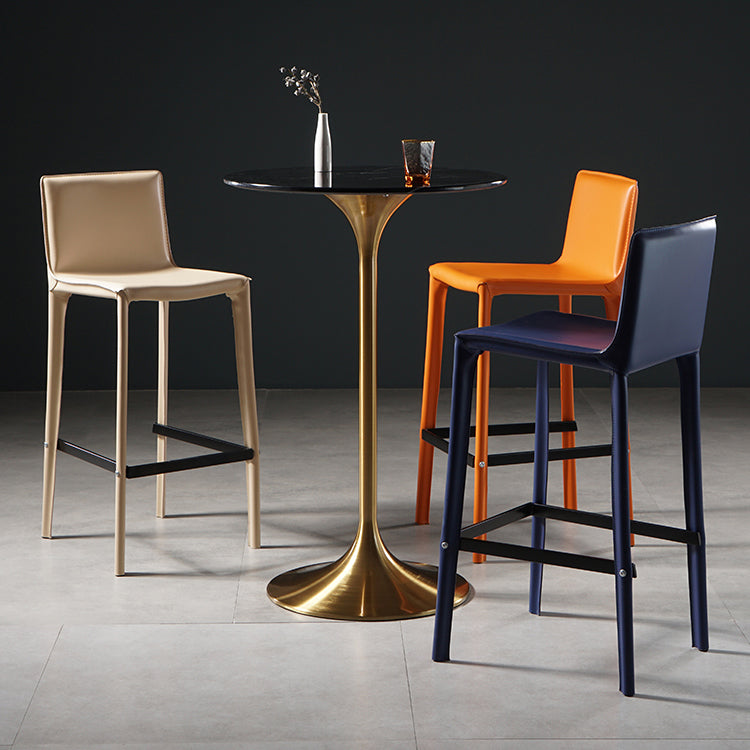 Stone Bar Dining Table Glam Round Bar Table with Pedestal for Dining Room