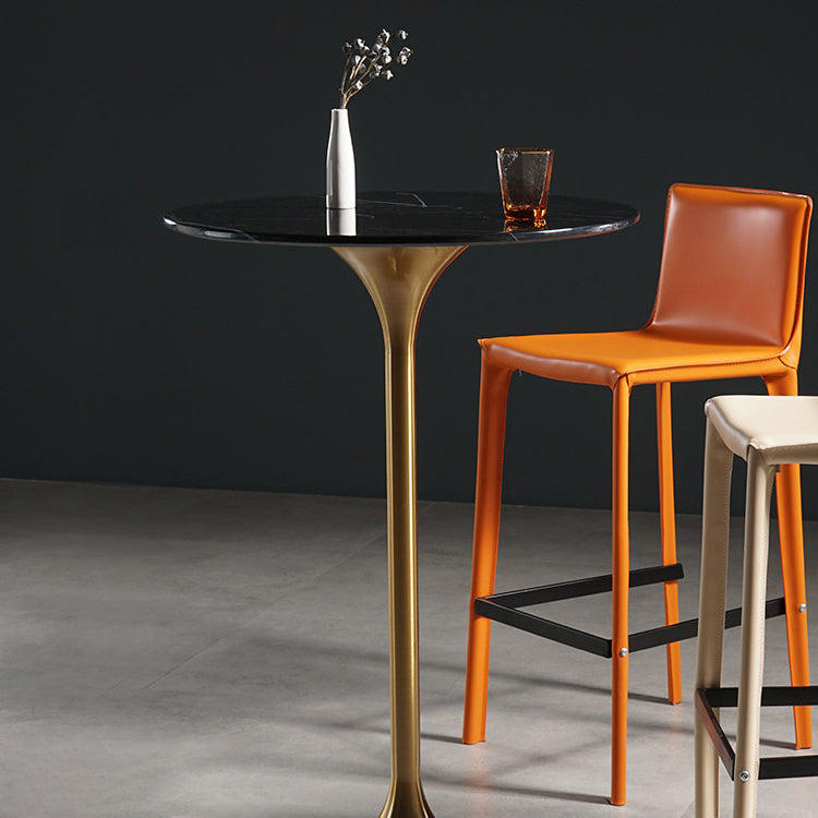 Stone Bar Dining Table Glam Round Bar Table with Pedestal for Dining Room