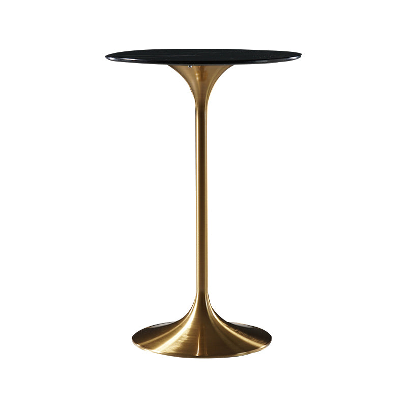 Stone Bar Dining Table Glam Round Bar Table with Pedestal for Dining Room