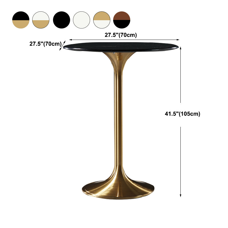 Stone Bar Dining Table Glam Round Bar Table with Pedestal for Dining Room