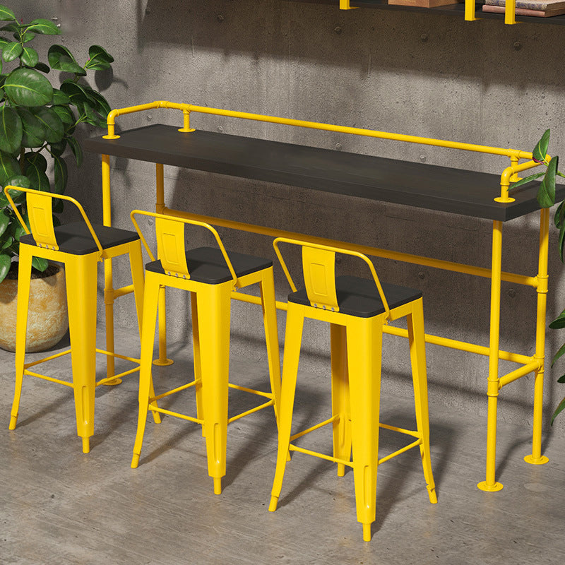 Modern Black and Yellow Bistro Bar Table Balcony Metal Height Cocktail Table