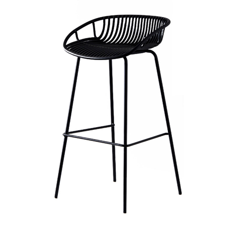 Contemporary Milk Tea Shop Footrest Matte Finish Metal Bar Stool