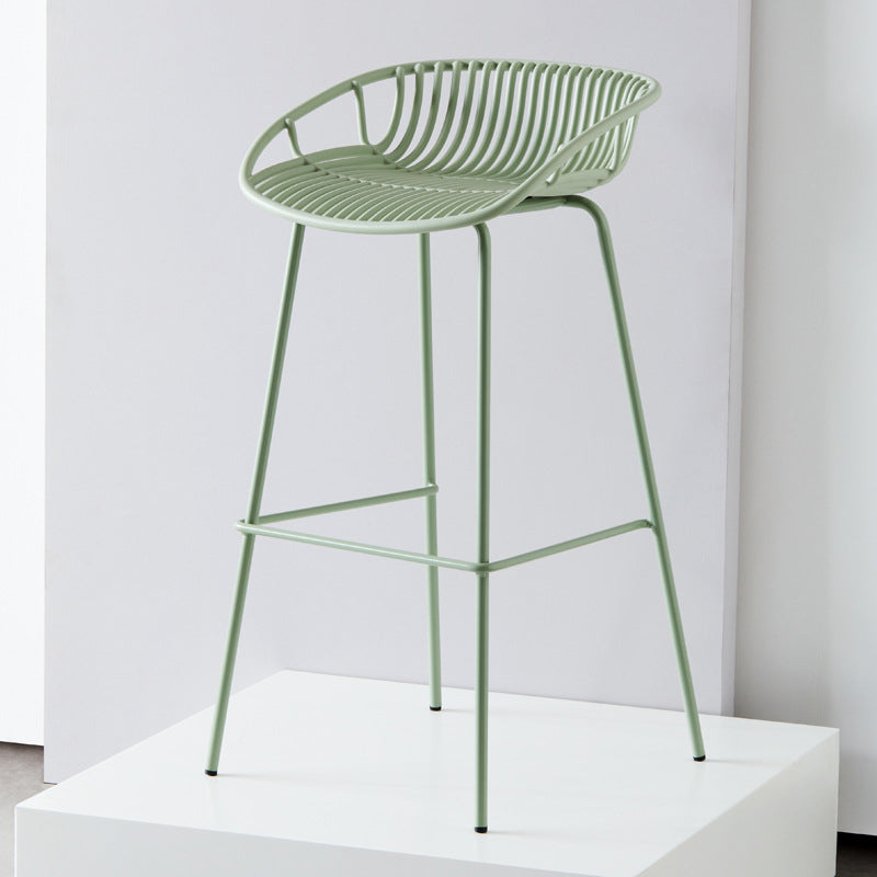 Contemporary Milk Tea Shop Footrest Matte Finish Metal Bar Stool