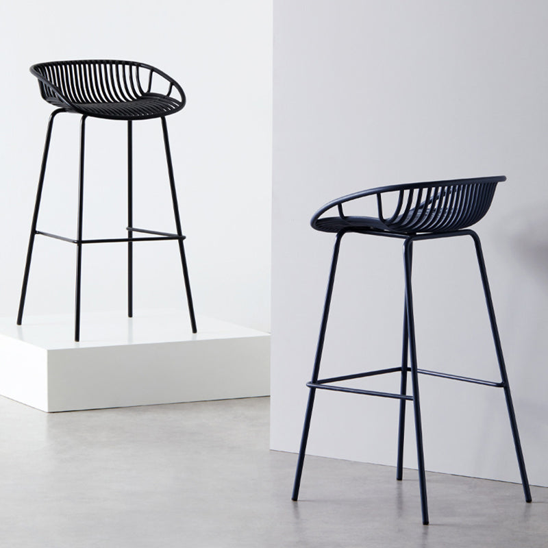 Contemporary Milk Tea Shop Footrest Matte Finish Metal Bar Stool