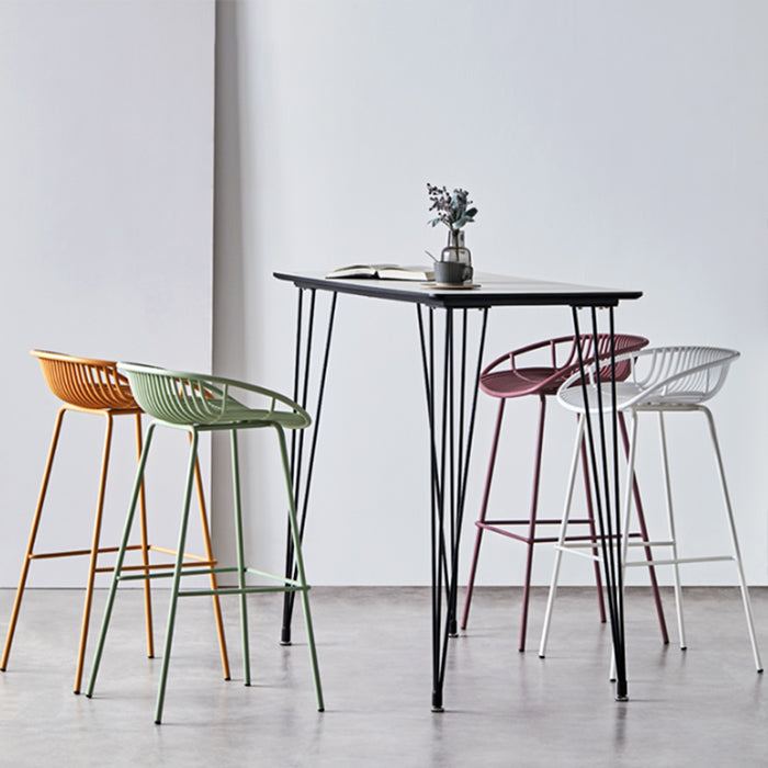 Contemporary Milk Tea Shop Footrest Matte Finish Metal Bar Stool