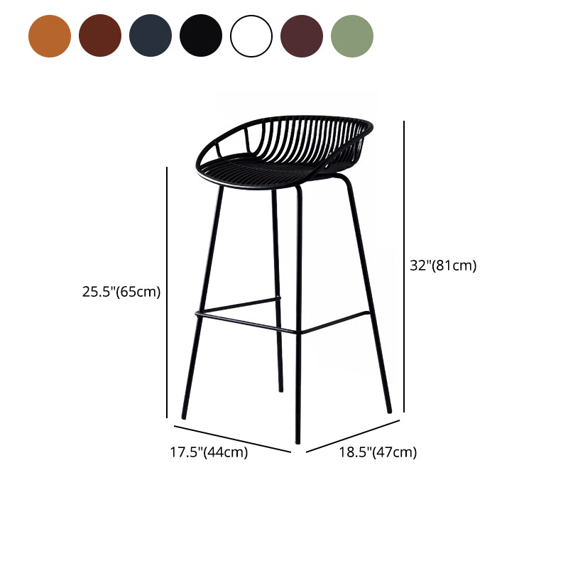 Contemporary Milk Tea Shop Footrest Matte Finish Metal Bar Stool