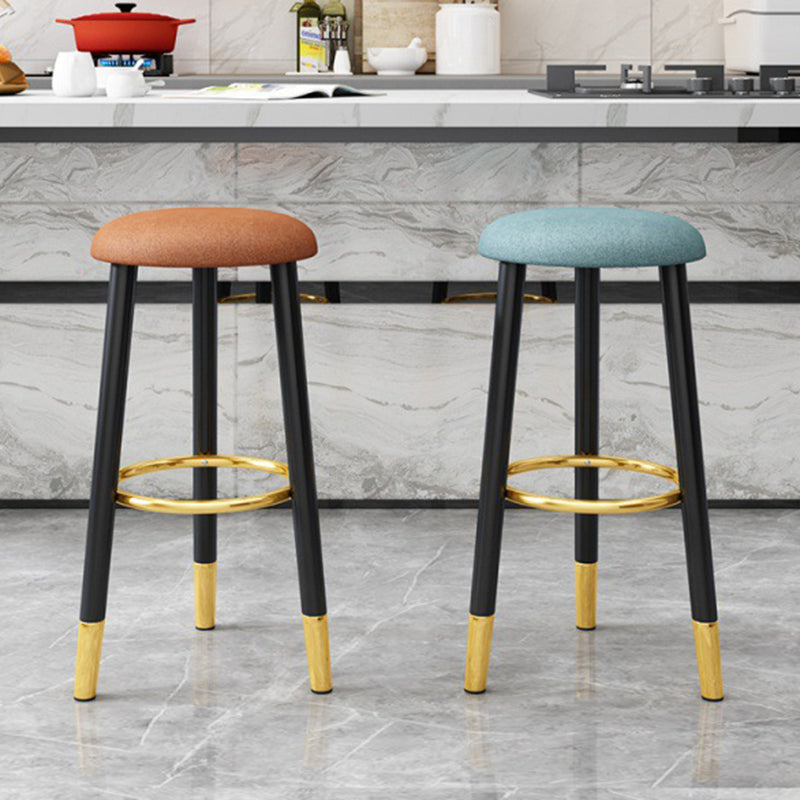 Scandinavian Home Backless Stool Matte Finish Upholstered Bar Stools