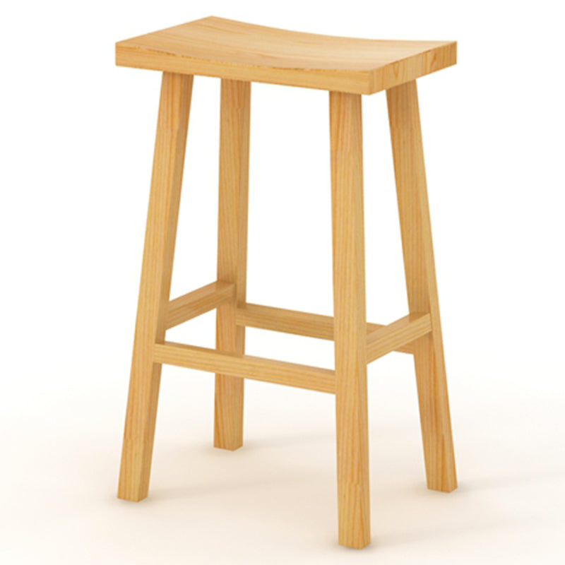 Modern Armless Backless Counter Stool Wood Kitchen Bar Stool with Seat and Pedal