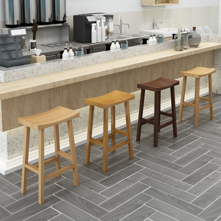 Modern Armless Backless Counter Stool Wood Kitchen Bar Stool with Seat and Pedal
