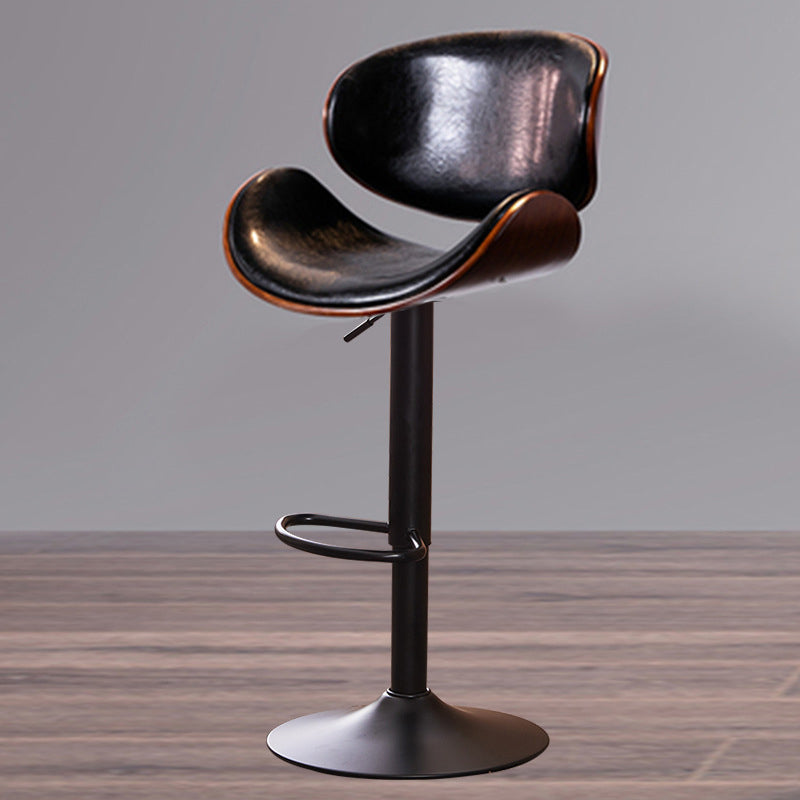 Contemporary Style Bar-stool Adjustable Leather Counter Bar Stool with Metal Legs