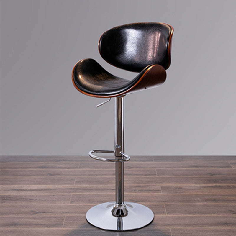 Contemporary Style Bar-stool Adjustable Leather Counter Bar Stool with Metal Legs