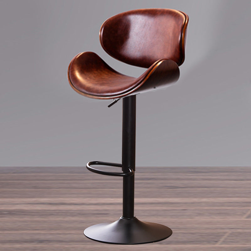 Contemporary Style Bar-stool Adjustable Leather Counter Bar Stool with Metal Legs
