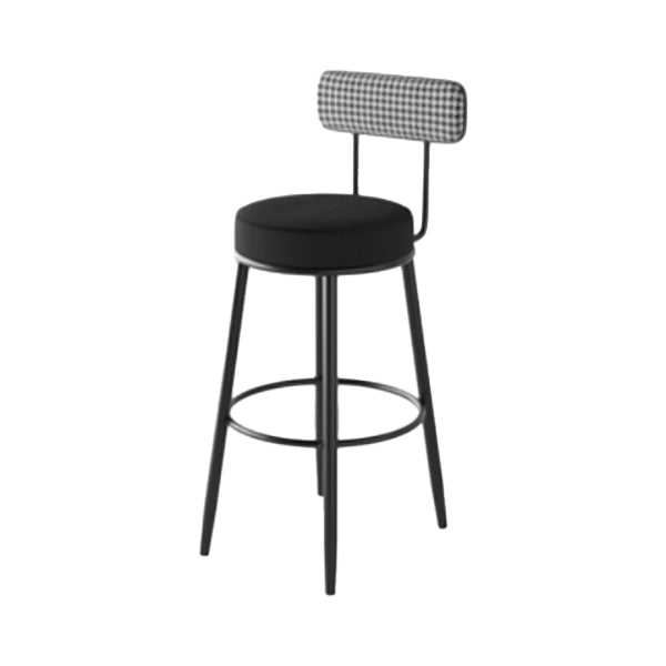 Modern Armless Backrest Counter Stool Iron Kitchen Bar Stool with Pedal and Cushion