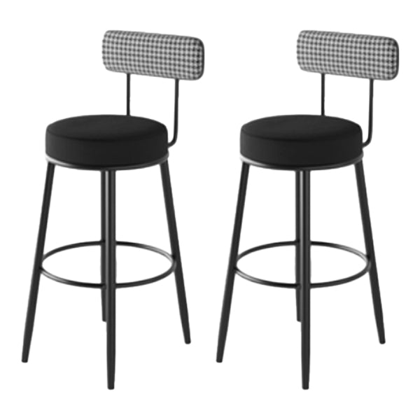 Modern Armless Backrest Counter Stool Iron Kitchen Bar Stool with Pedal and Cushion