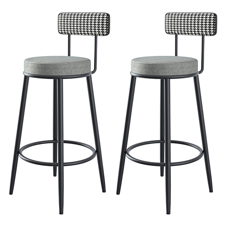 Modern Armless Backrest Counter Stool Iron Kitchen Bar Stool with Pedal and Cushion