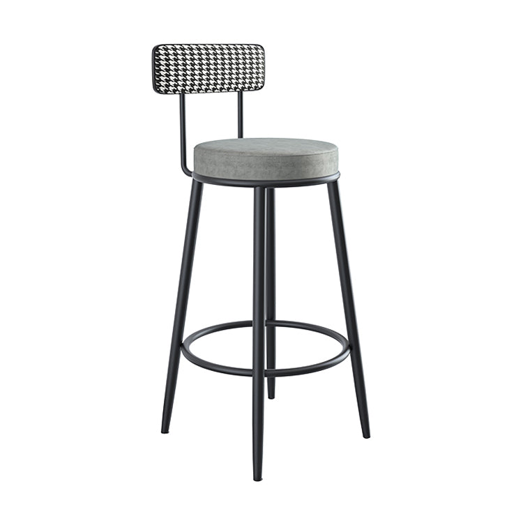 Modern Armless Backrest Counter Stool Iron Kitchen Bar Stool with Pedal and Cushion