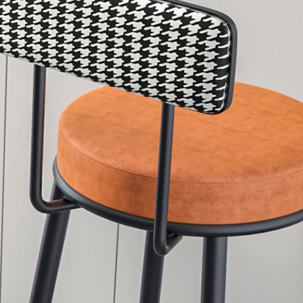 Modern Armless Backrest Counter Stool Iron Kitchen Bar Stool with Pedal and Cushion