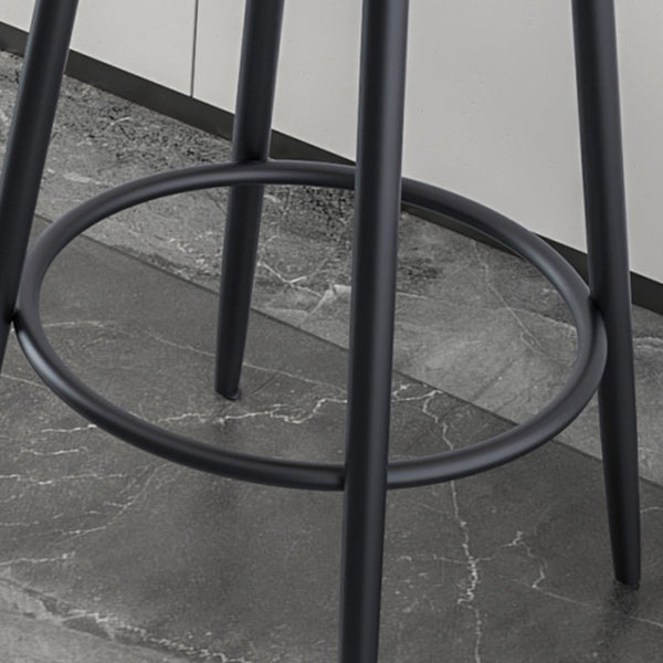 Modern Armless Backrest Counter Stool Iron Kitchen Bar Stool with Pedal and Cushion