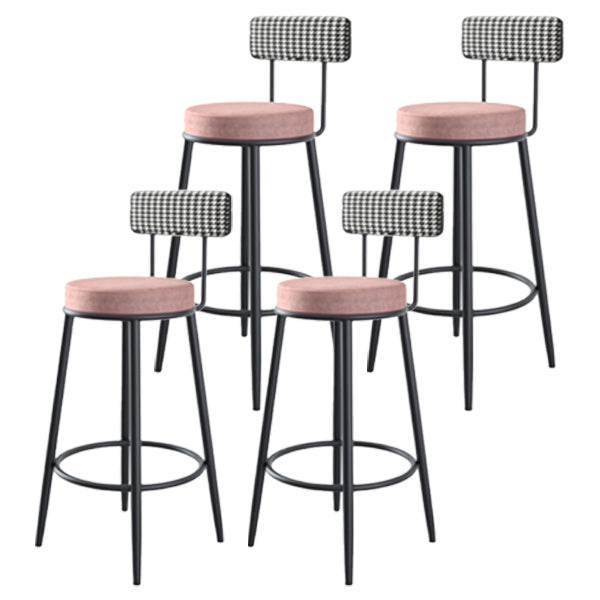 Modern Armless Backrest Counter Stool Iron Kitchen Bar Stool with Pedal and Cushion