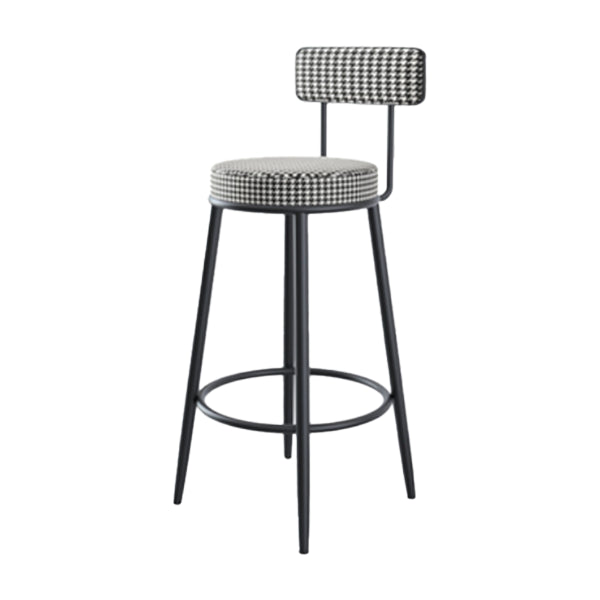 Modern Armless Backrest Counter Stool Iron Kitchen Bar Stool with Pedal and Cushion