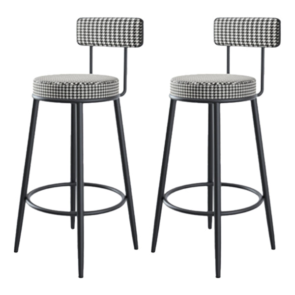 Modern Armless Backrest Counter Stool Iron Kitchen Bar Stool with Pedal and Cushion