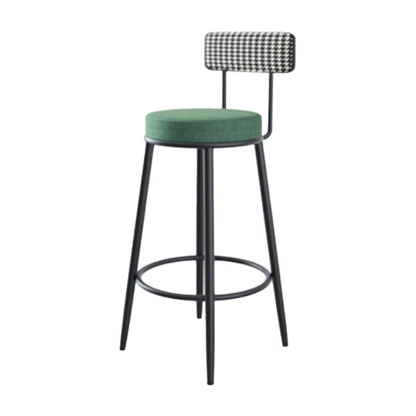 Modern Armless Backrest Counter Stool Iron Kitchen Bar Stool with Pedal and Cushion