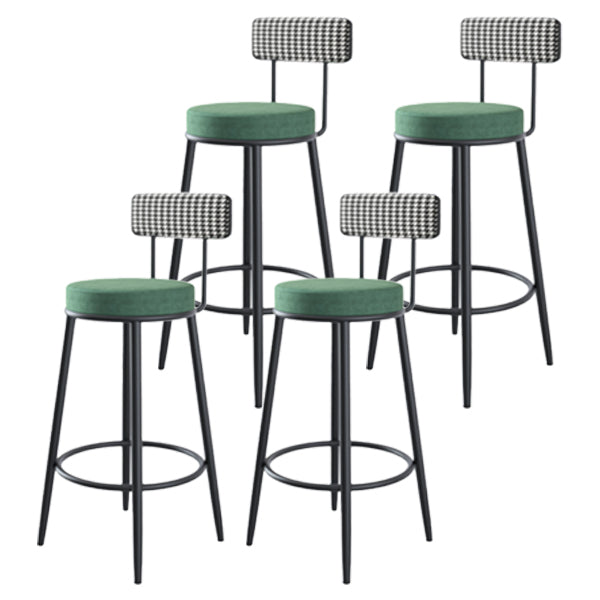 Modern Armless Backrest Counter Stool Iron Kitchen Bar Stool with Pedal and Cushion