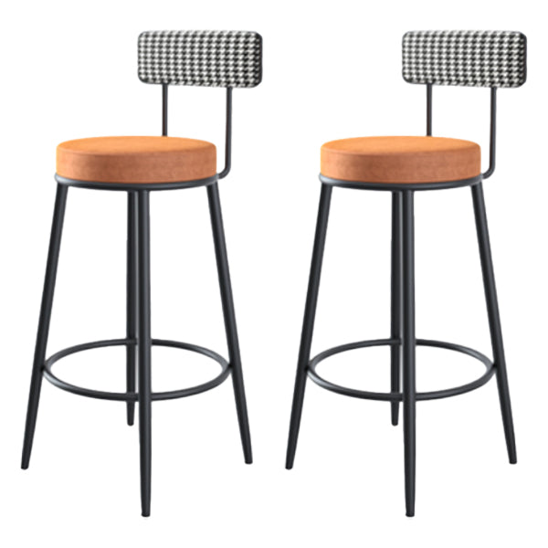Modern Armless Backrest Counter Stool Iron Kitchen Bar Stool with Pedal and Cushion