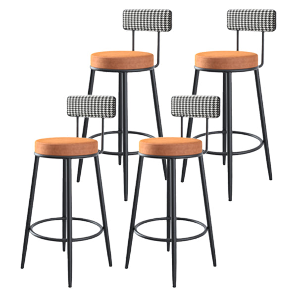 Modern Armless Backrest Counter Stool Iron Kitchen Bar Stool with Pedal and Cushion