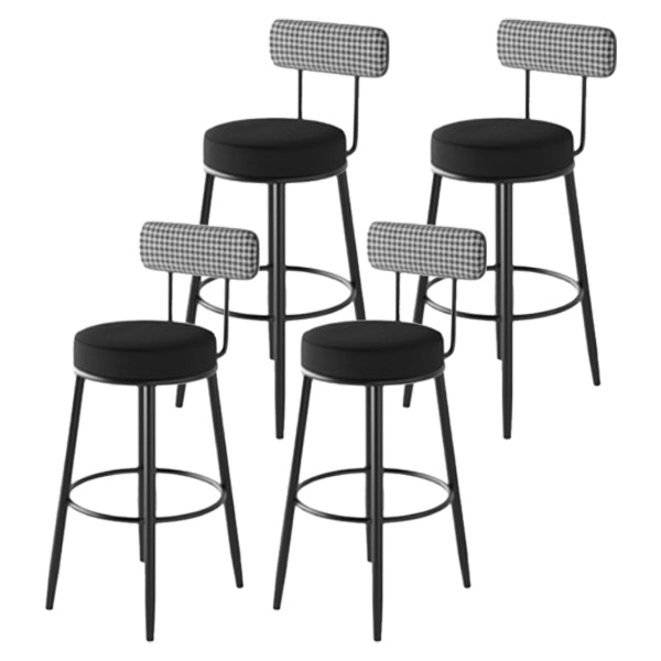 Modern Armless Backrest Counter Stool Iron Cafe Bar Stool with Pedal and Cushion