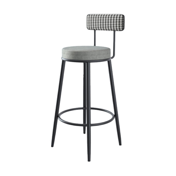 Modern Armless Backrest Counter Stool Iron Cafe Bar Stool with Pedal and Cushion