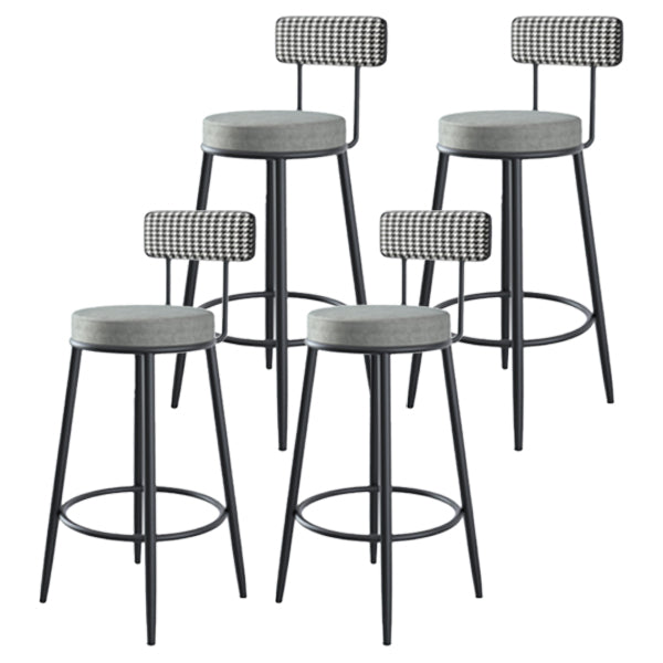 Modern Armless Backrest Counter Stool Iron Cafe Bar Stool with Pedal and Cushion