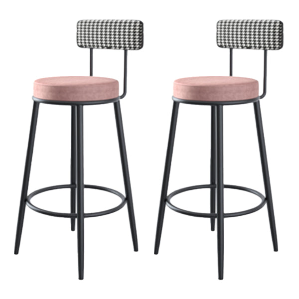 Modern Armless Backrest Counter Stool Iron Cafe Bar Stool with Pedal and Cushion