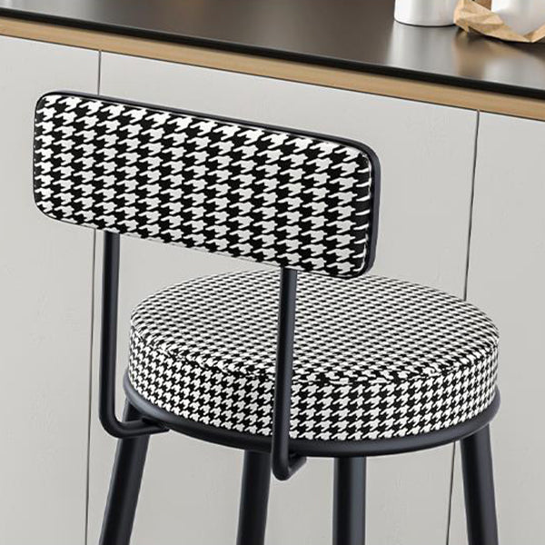 Modern Armless Backrest Counter Stool Iron Cafe Bar Stool with Pedal and Cushion