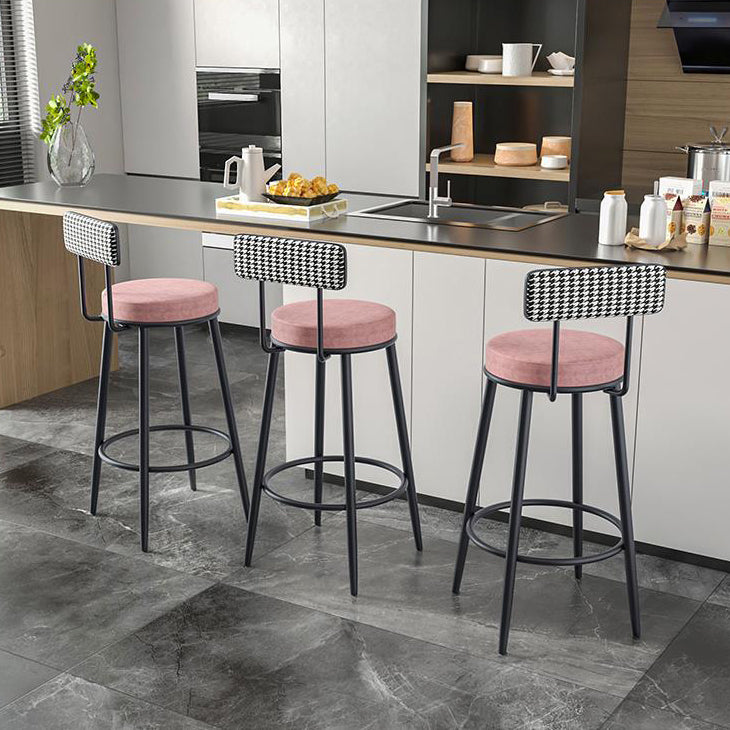 Modern Armless Backrest Counter Stool Iron Cafe Bar Stool with Pedal and Cushion