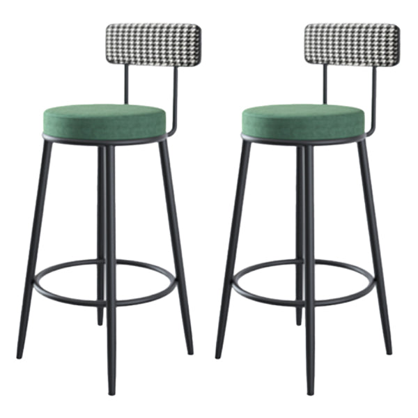 Modern Armless Backrest Counter Stool Iron Cafe Bar Stool with Pedal and Cushion