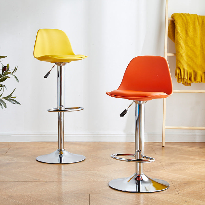 Contemporary Liftable Bar-stool Plastic Counter Bar Stool with Metal Legs