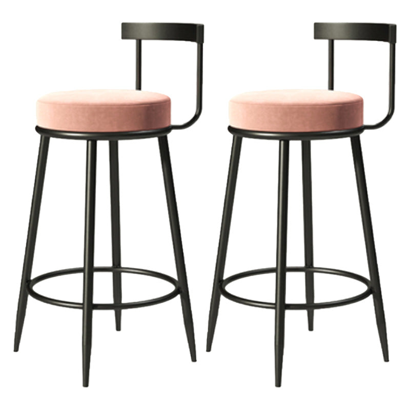 Modern Armless Backrest Counter Stool Iron Cashier Bar Stool with Cushion and Pedal